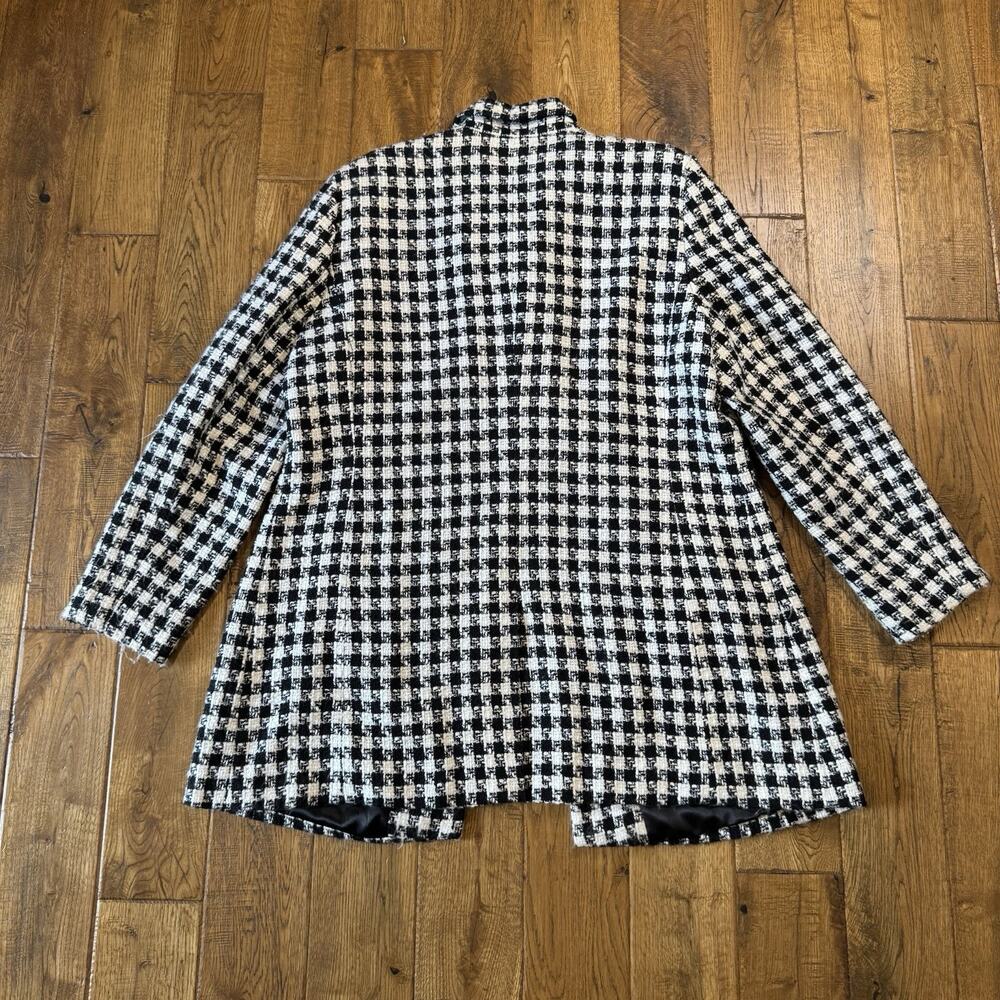 David Brooks Houndstooth Coat Jacket Womens Plus Size 18 Black Button Up VTG - Picture 6 of 6